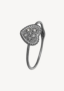 Heart ring with Diamond - oxidised silver