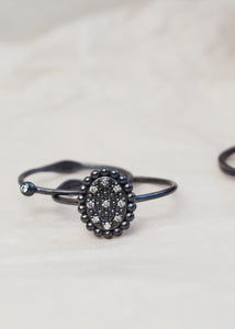 Mary ring with Diamond - oxidised silver