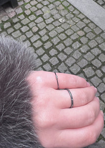 Helena ring with Diamond - oxidised silver