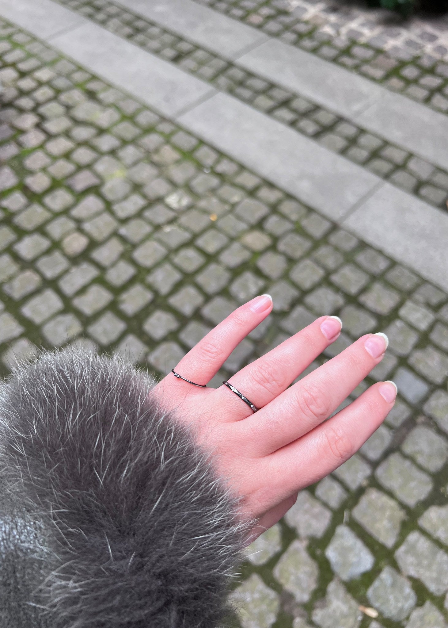 Helena ring with Diamond - oxidised silver