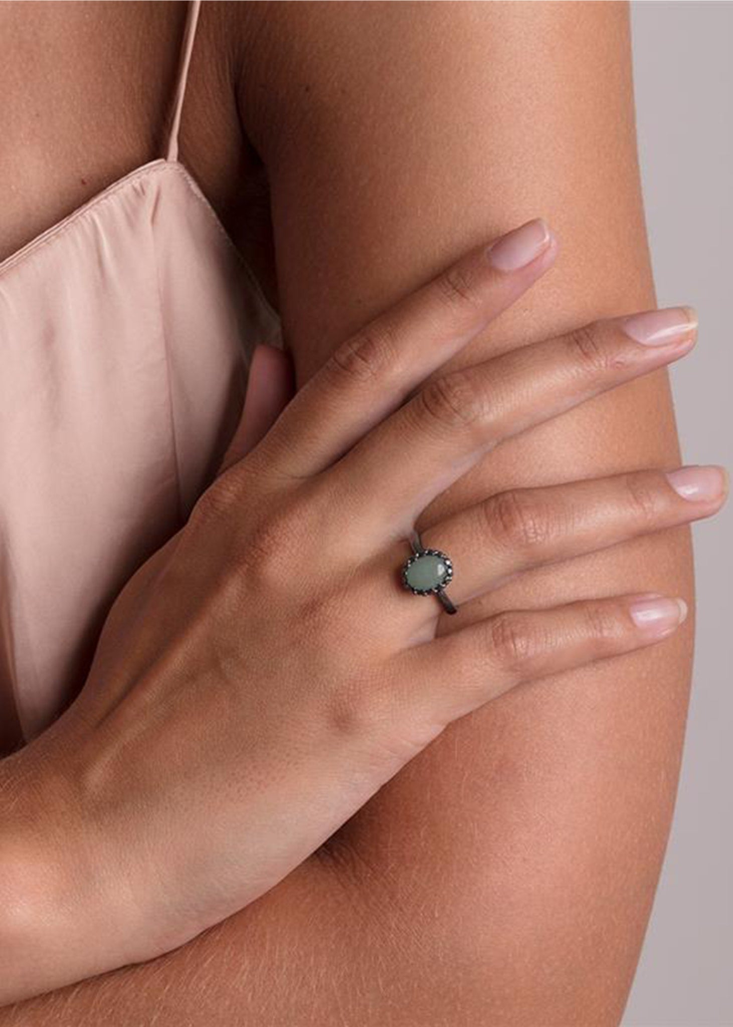 Lana ring with Aventurine - oxidised silver