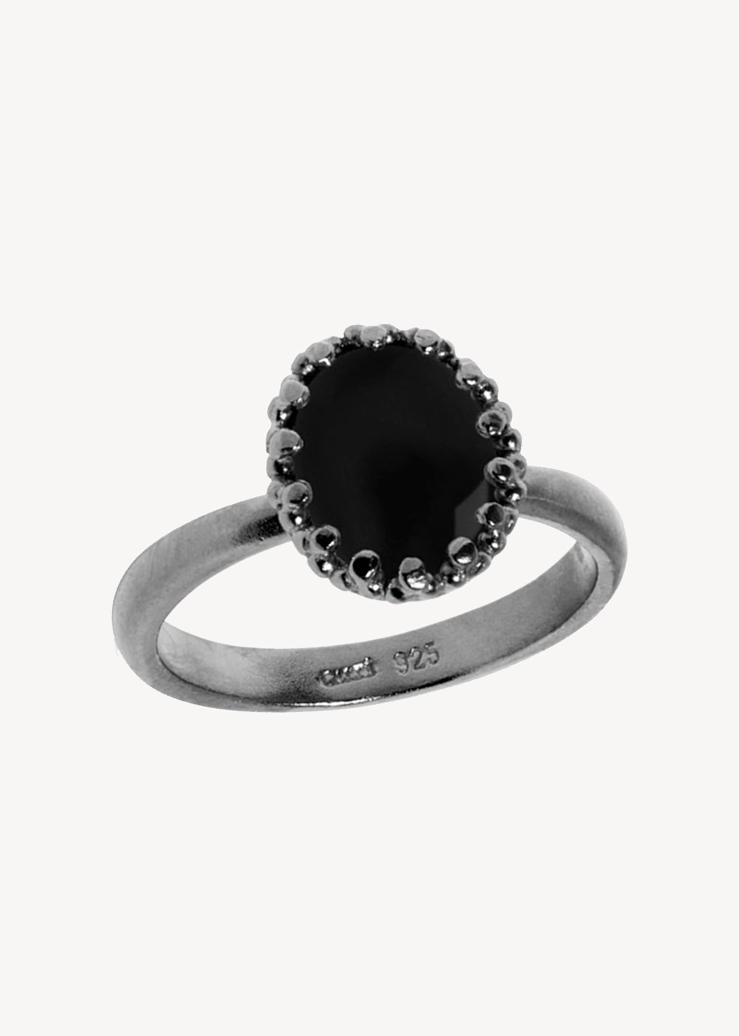 Lana ring with Black Agate - oxidised silver