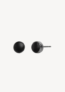 Linnea ear studs with Black Agate - oxidised silver