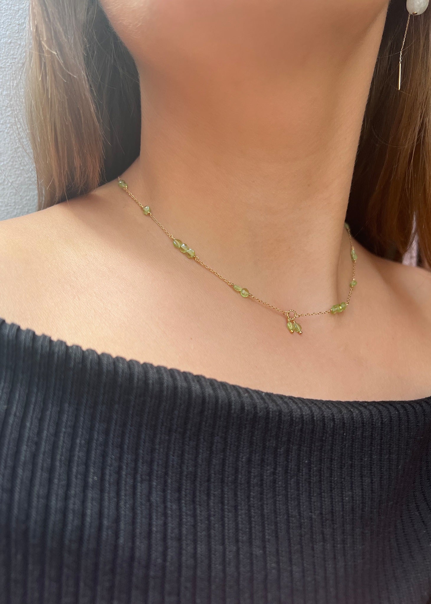 Eiffel necklace with Peridot - gold plated