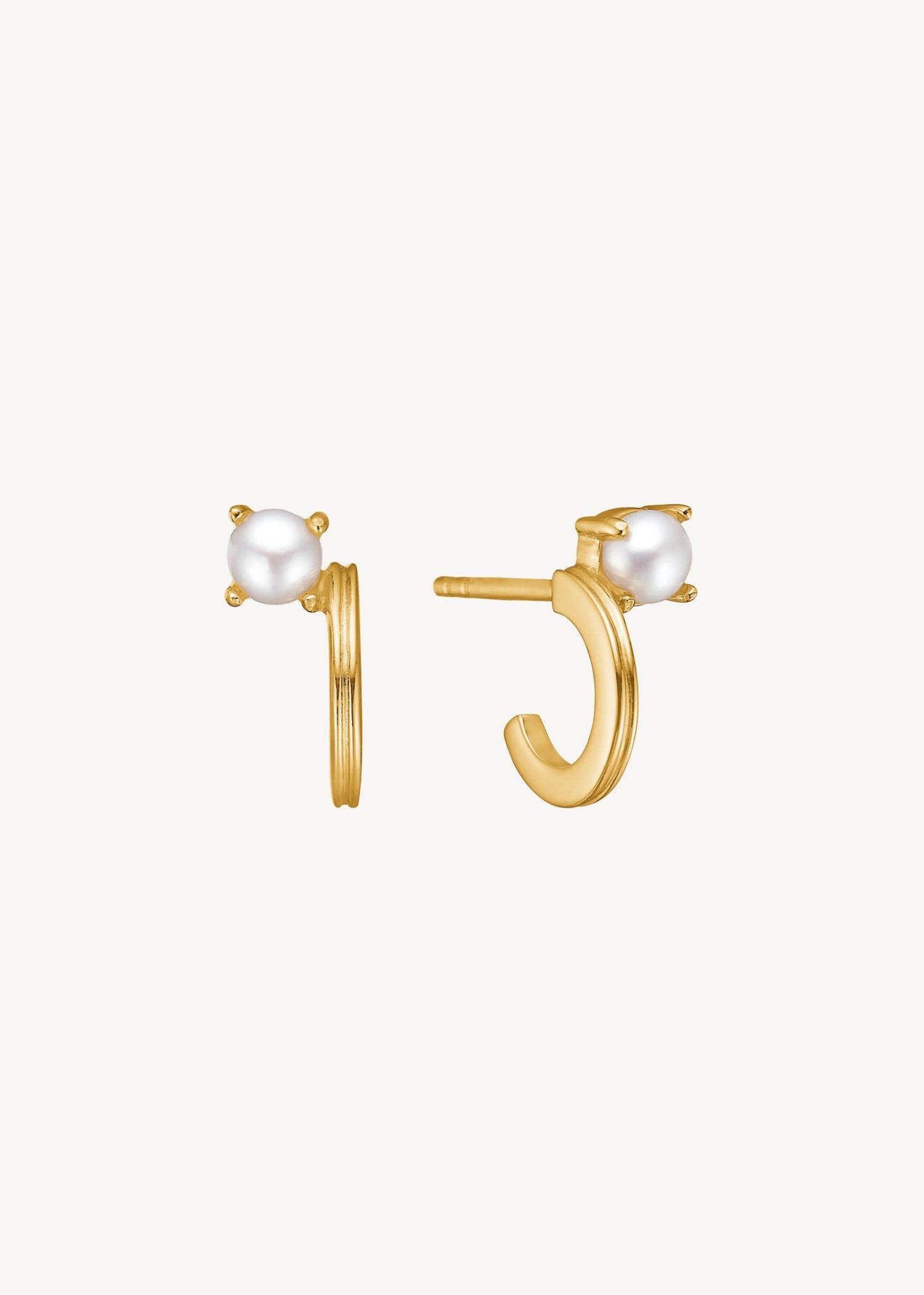 Duet hoops with Pearl - gold plated