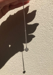 Love pendant with Diamond - oxidised silver