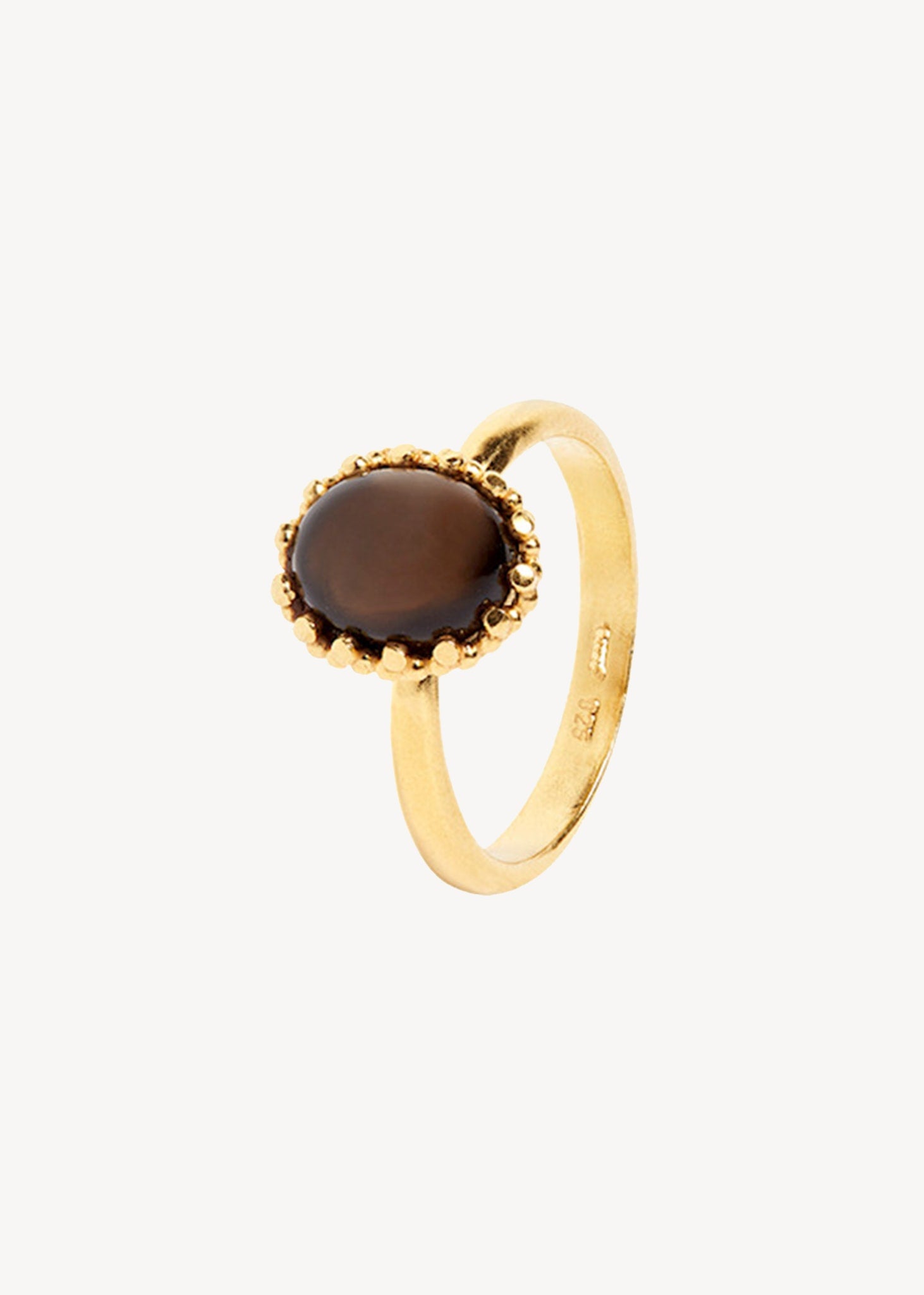 Lana ring with Smokey Quartz - gold plated