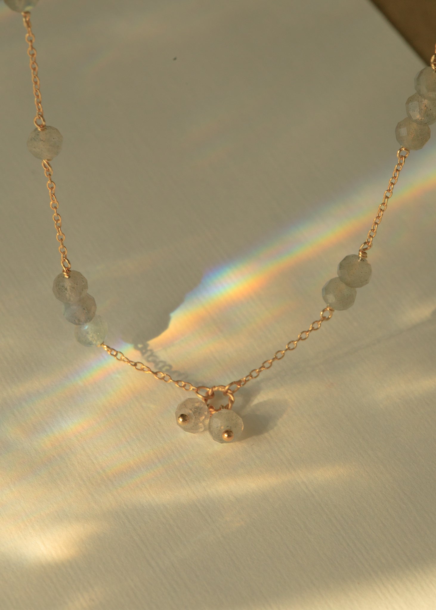 Eiffel necklace with Labradorite - gold plated