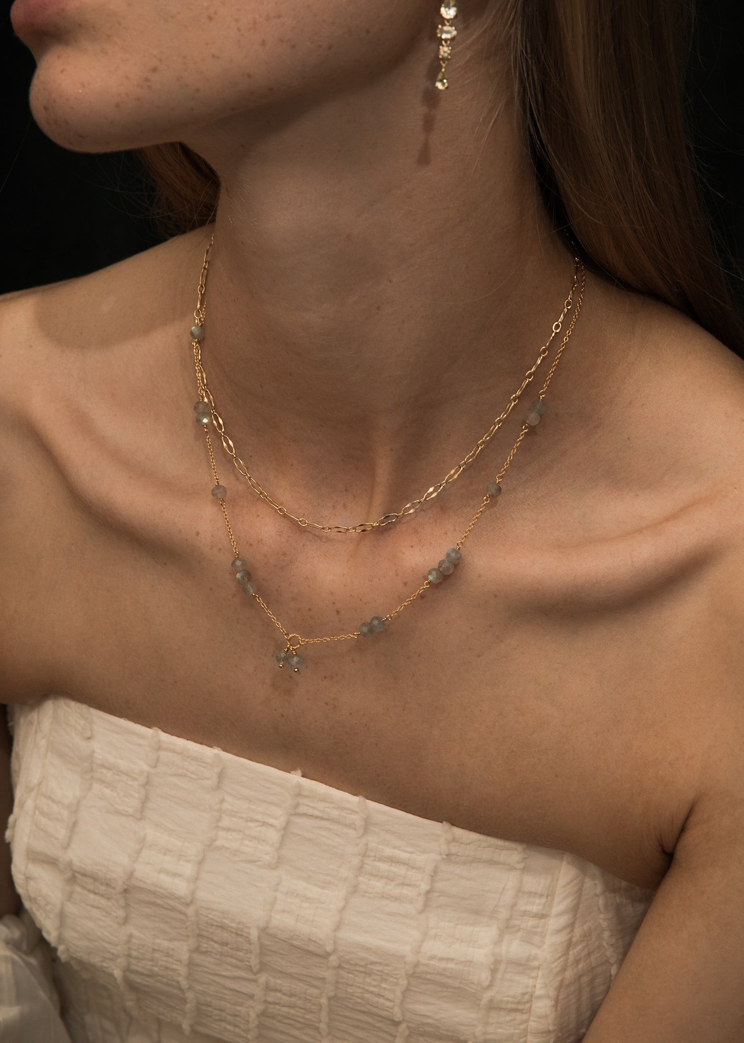 Eiffel necklace with Labradorite - gold plated