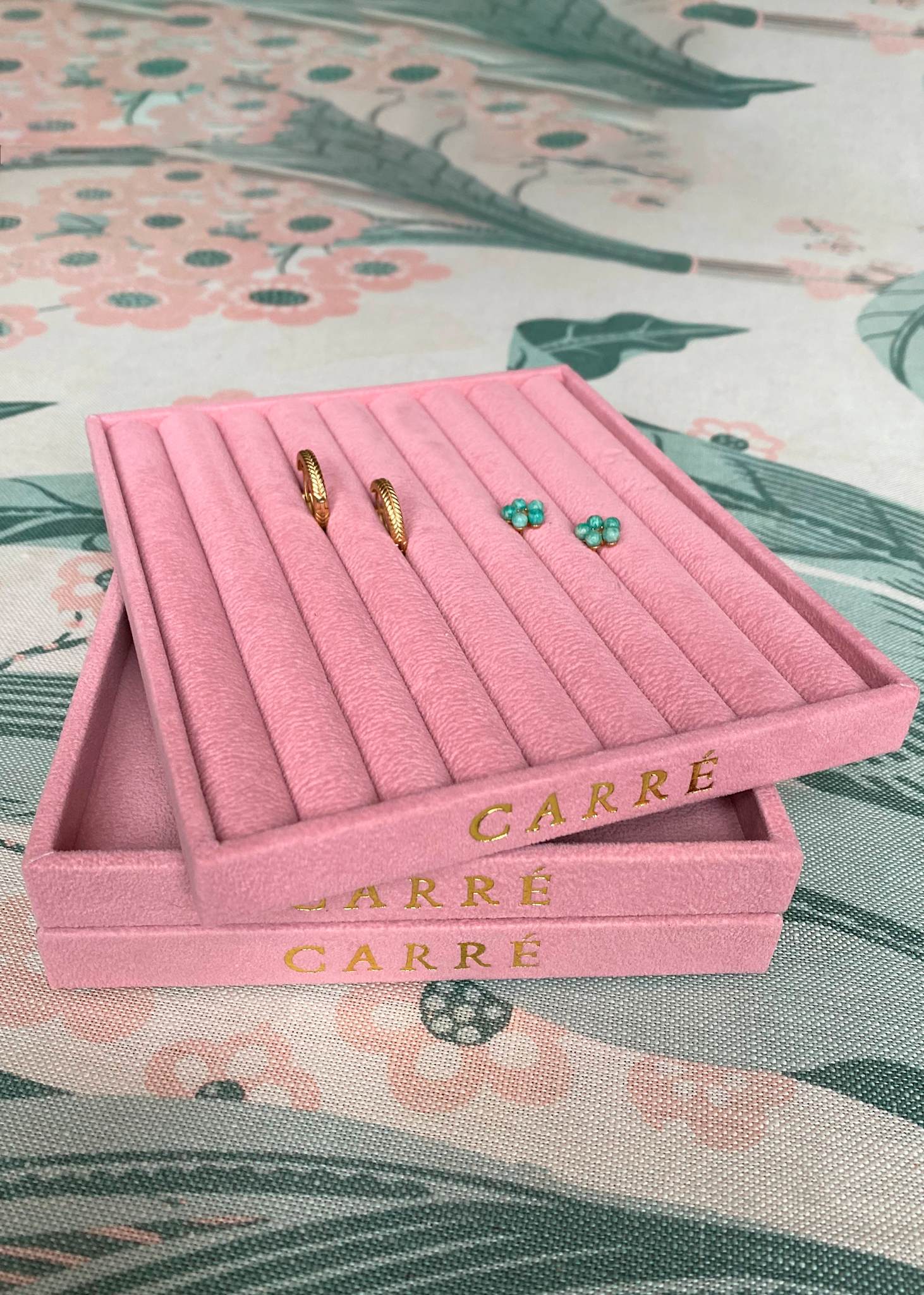 Jewelry tray for earrings - Pink Velour
