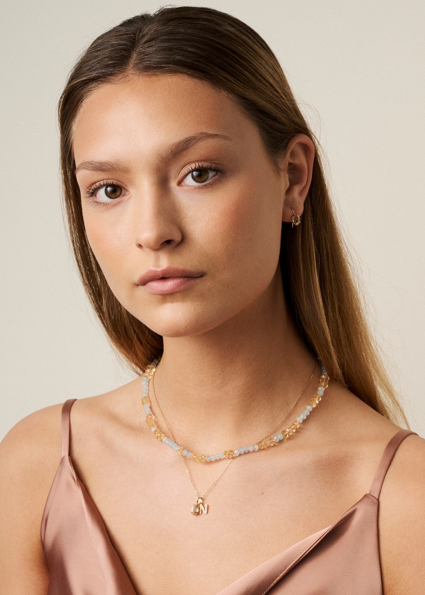 10-Karat Stella earrings with champagne Quartz