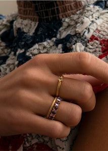 Blixen ring with Amethyst - gold plated