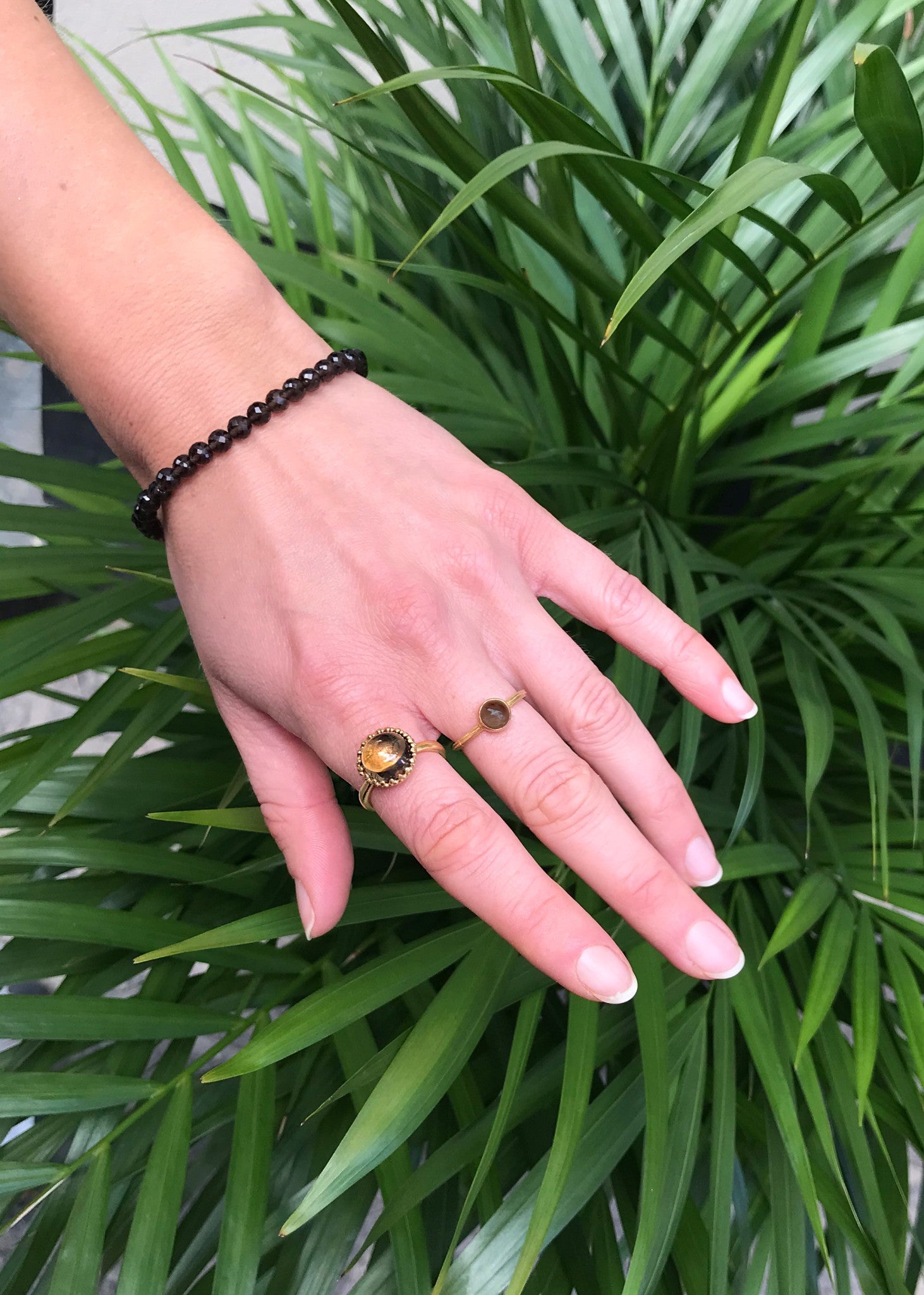 Archive ring with Smokey Quartz - gold plated