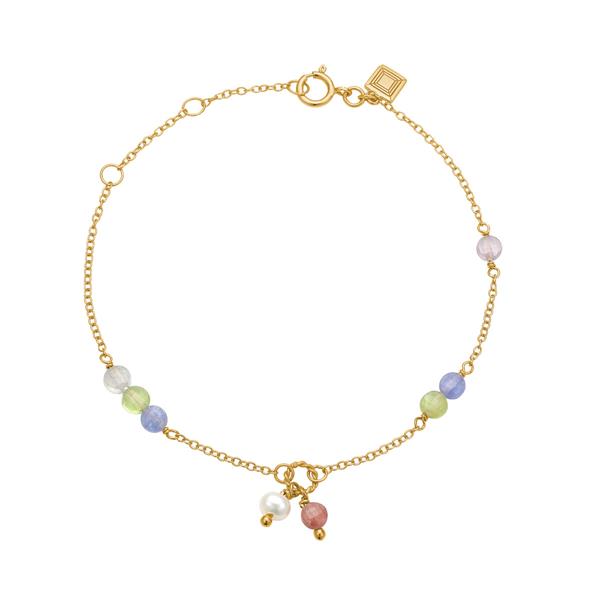 Eiffel bracelet with gemstones - gold plated