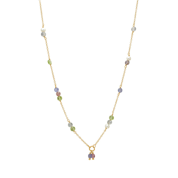 Eiffel chain with gemstones - gold plated
