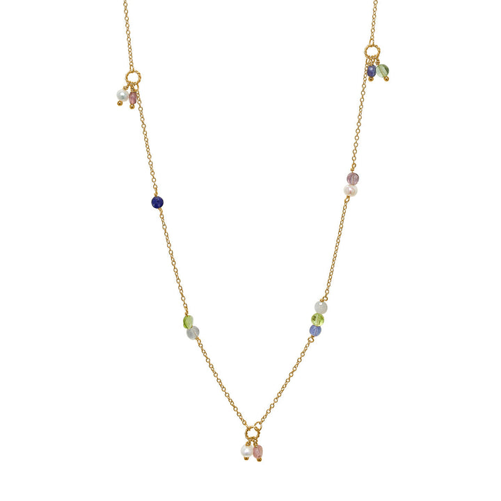 Eiffel chain with gemstones 60cm - gold plated