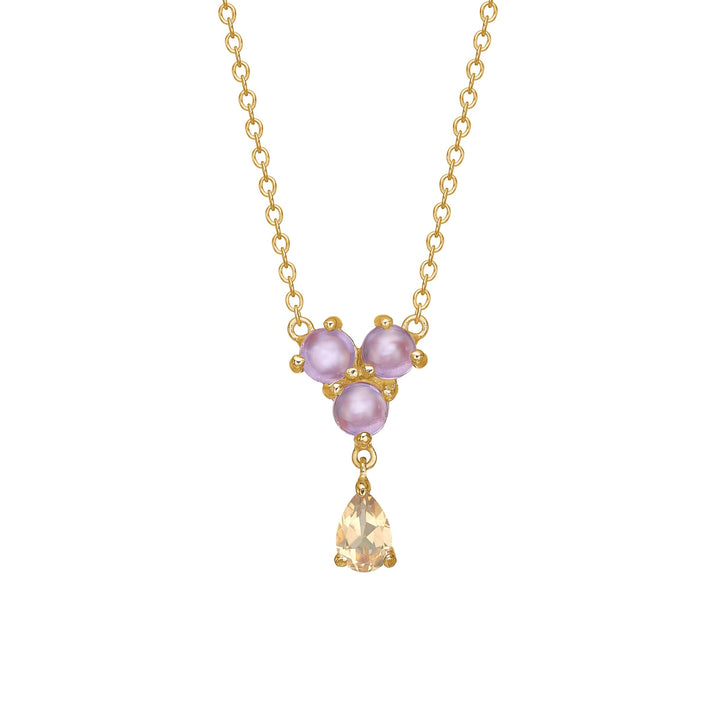Donna chain with Amethyst og Champagne Quartz - gold plated