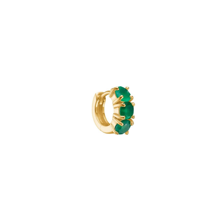 GEM hoop with Green Agate 1cm - gold plated