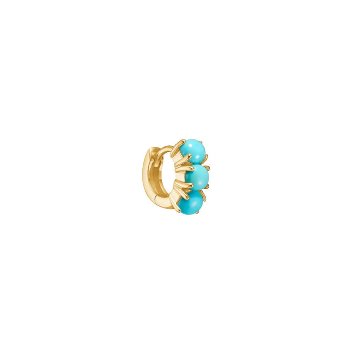 GEM hoop with Turquoise 1cm - gold plated