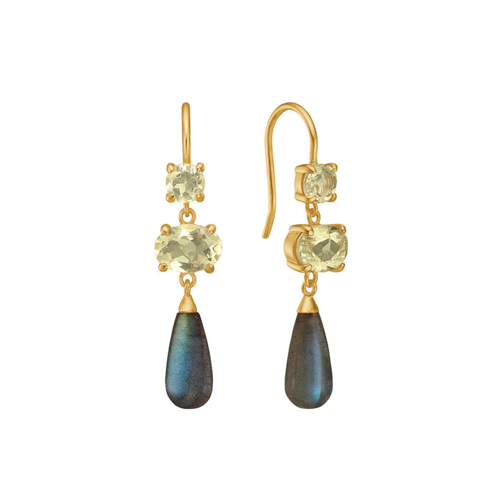 Daria earrings with Lemon Quartz and Labradorite - gold plated