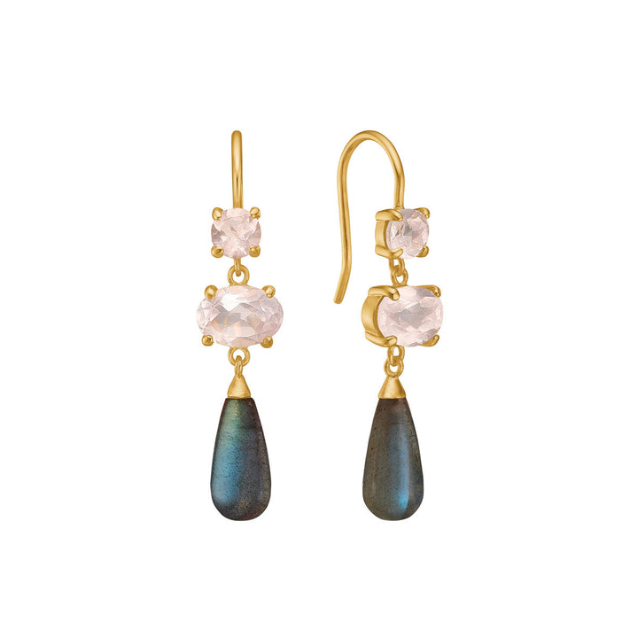 Daria earrings with Rose Quartz and Labradorite - gold plated