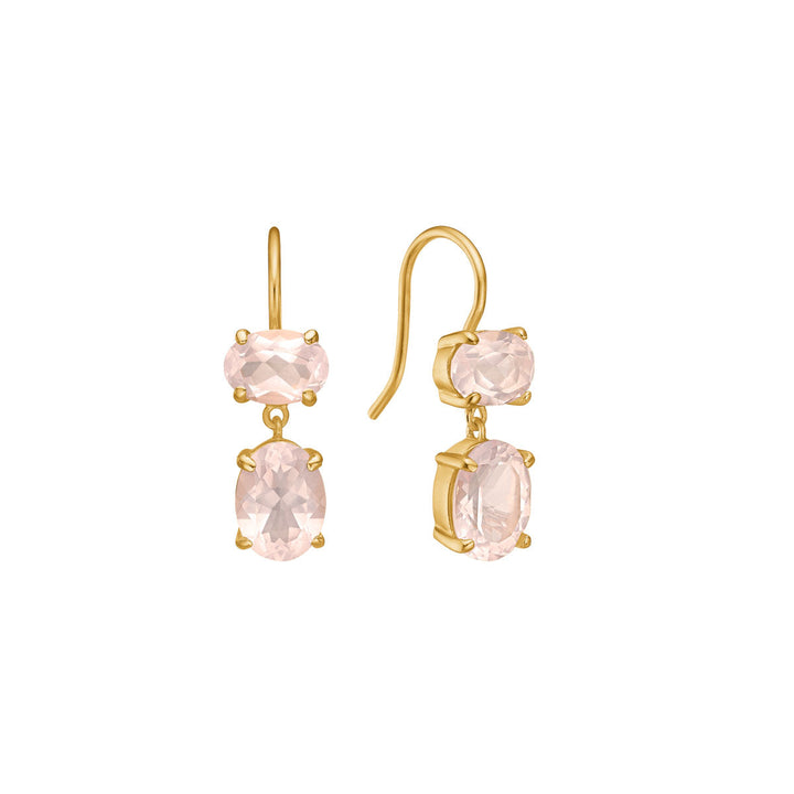 Arabella earrings with Rose Quartz - gold plated