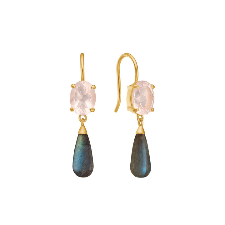 Juliette earrings with Rose Quartz and Labradorite - gold plated