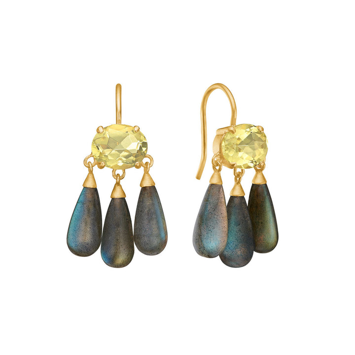 Esme earrings with Lemon Quartz and Labradorite - gold plated