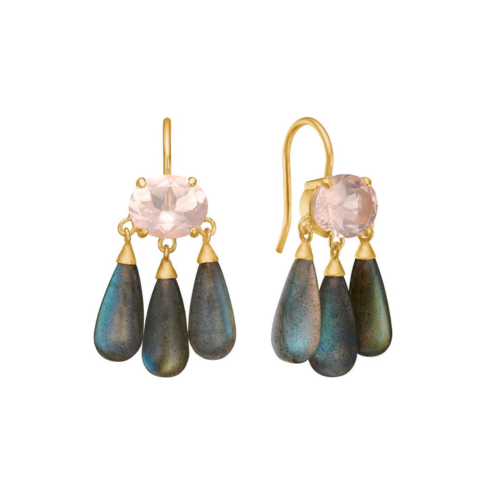 Esme earrings with Rose Quartz and Labradorite - gold plated