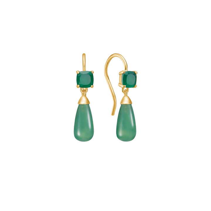 Jasmin earrings with Green Agate - gold plated