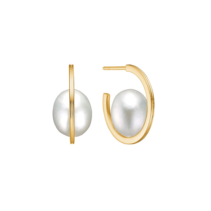 Nest hoops with Baroque Pearl - gold plated