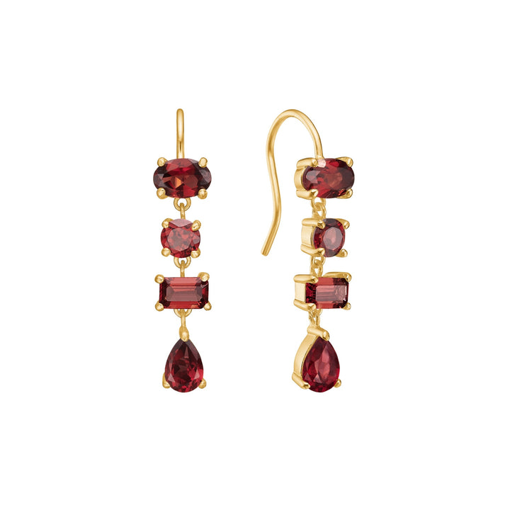 Eloise earrings with Red Garnet - gold plated