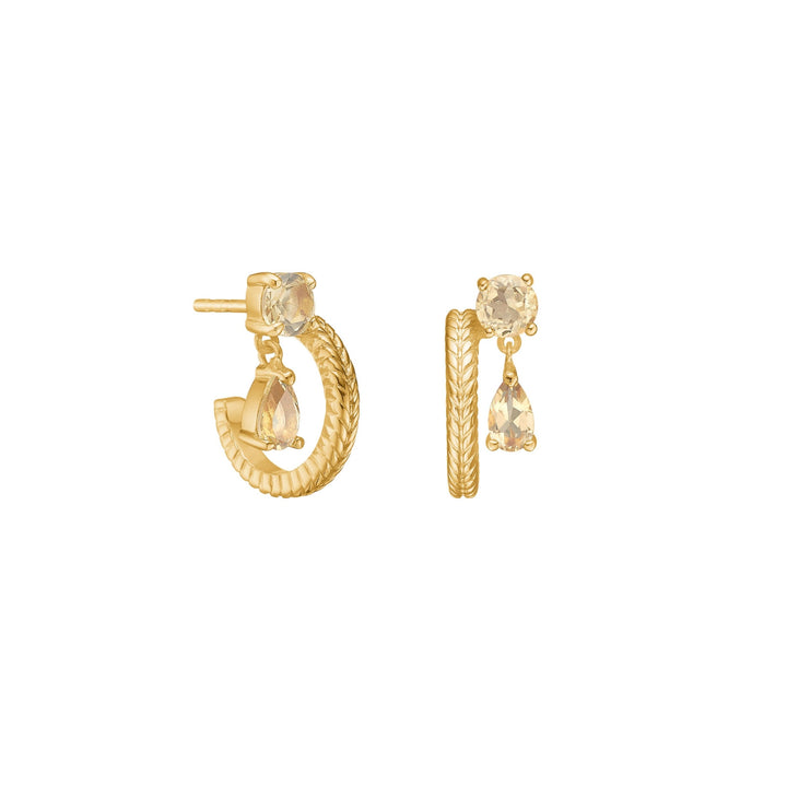 Lola hoops with Champagne Quartz - gold plated