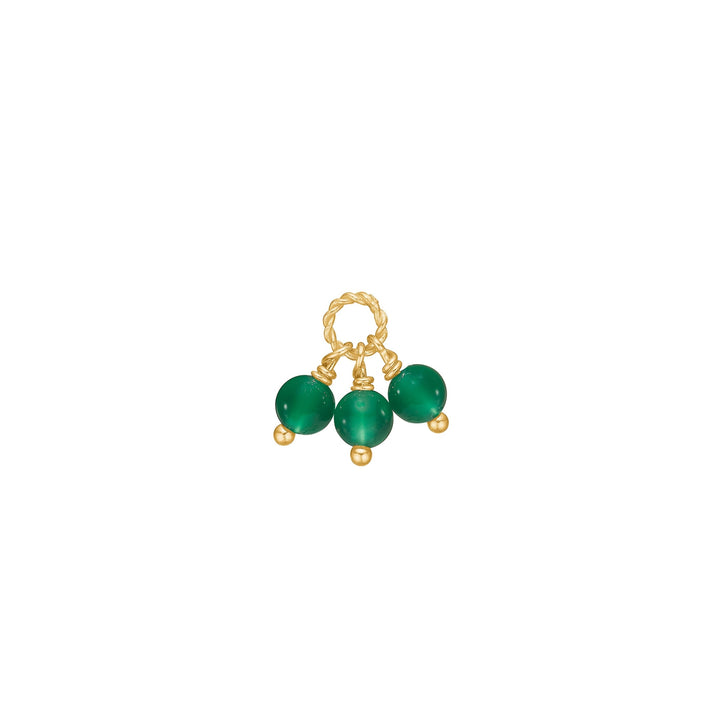Triad charm with Green Agate - gold plated