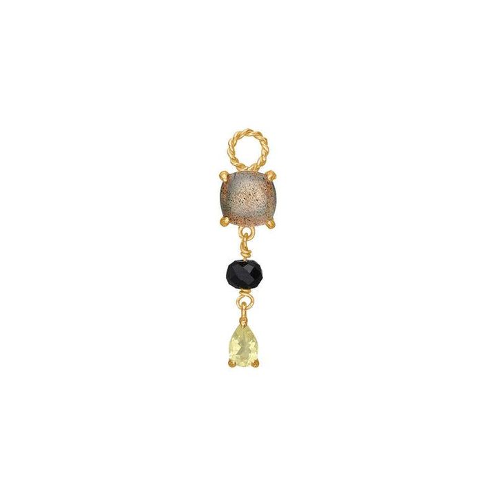 Isodore charm with Labradorite, Spinel and Lemon Quartz - gold plated