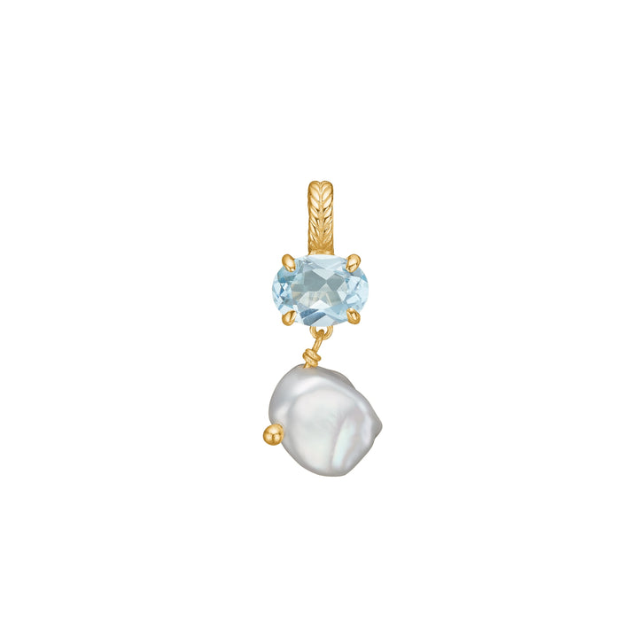 Mira pendant with Blue Topaz and Keshi Pearl - gold plated