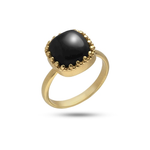 Marvels ring with Black Agate - gold plated