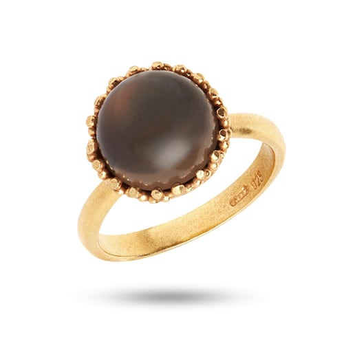 Gold plated ring with smokey Quartz