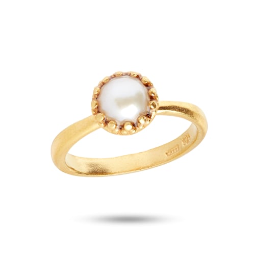 Zoë ring with White Pearl - gold plated