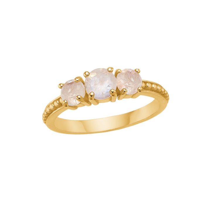 Valentine ring with Rainbow Moonstone - gold plated