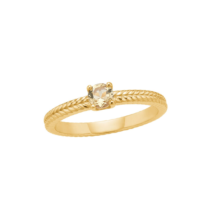 Olalla ring with Champagne Quartz - gold plated