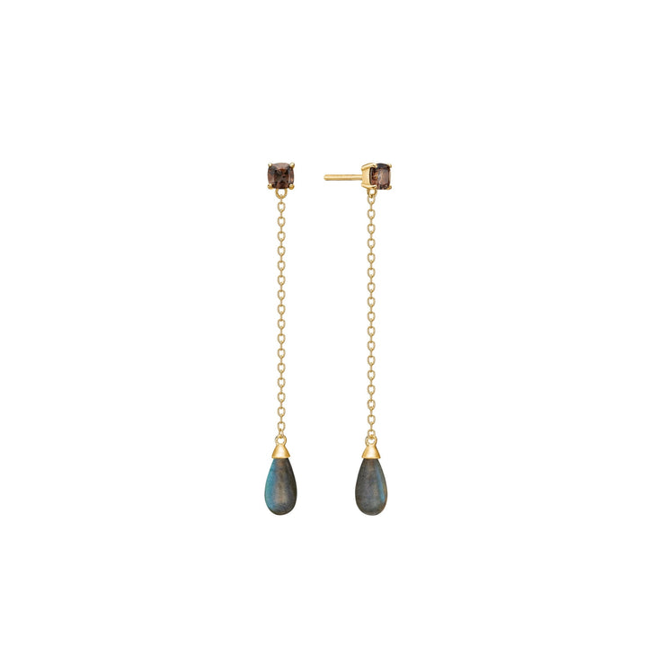 Parisa earrings with Smokey Quartz and Labradorite - gold plated