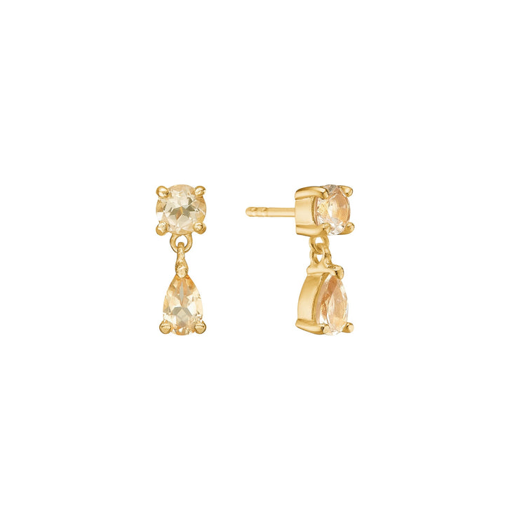 Sonia ear studs with Champagne Quartz - gold plated