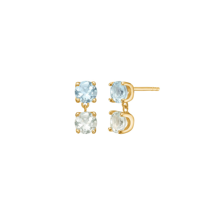 Delmar ear studs with Blue Topaz and Prasiolite - gold plated