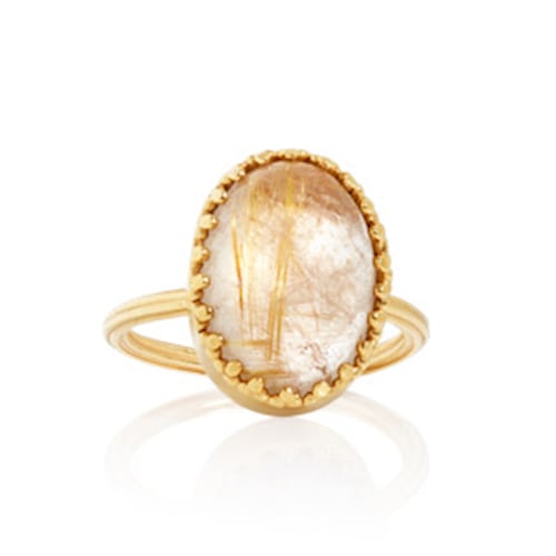 Gold plated ring with golden rutile Quartz