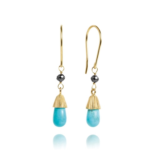 18-Karat earrings with Turquoise and black Diamond