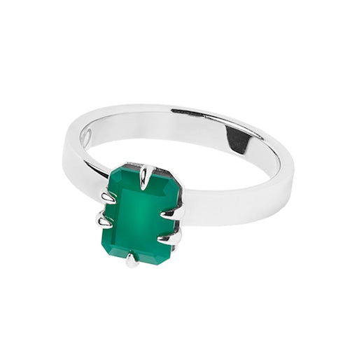 Confidence ring with Green Agate - silver