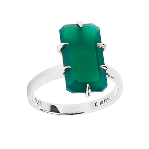 Courage ring with Green Agate - silver