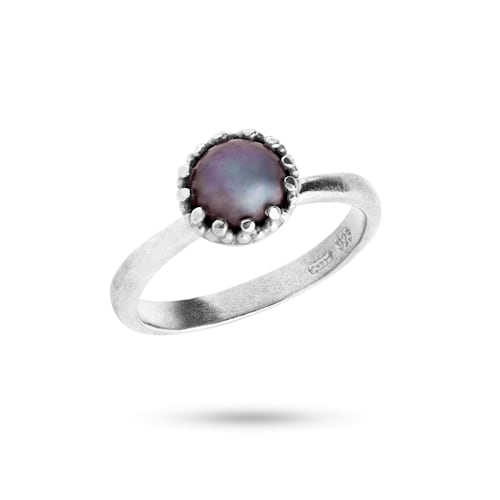 Zoë ring with Grey Pearl - silver