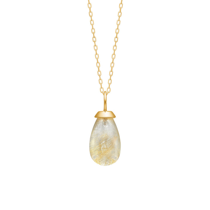 10-Karat Drop pendant with Golden Rutile Quartz